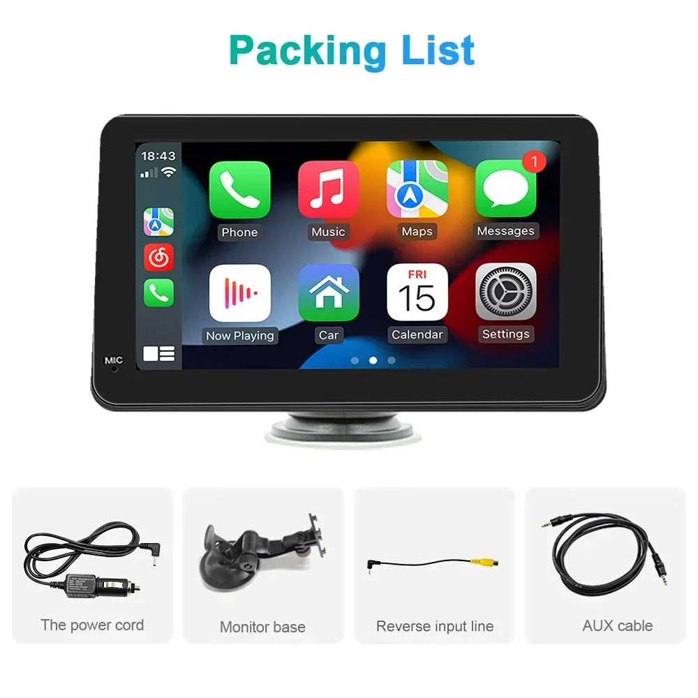 Car Stereo 7-Inch IPS Touchscreen With CarPlay Android Auto, GPS Navigation, WiFi, Rear View Camera