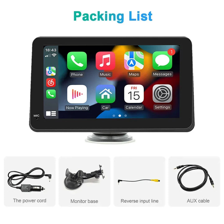 Car Stereo 7-Inch IPS Touchscreen With CarPlay Android Auto, GPS Navigation, WiFi, Rear View Camera