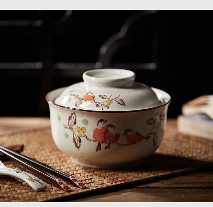 Ramen Bowl Large Ceramic With Lid Retro Fall 2025 Tableware