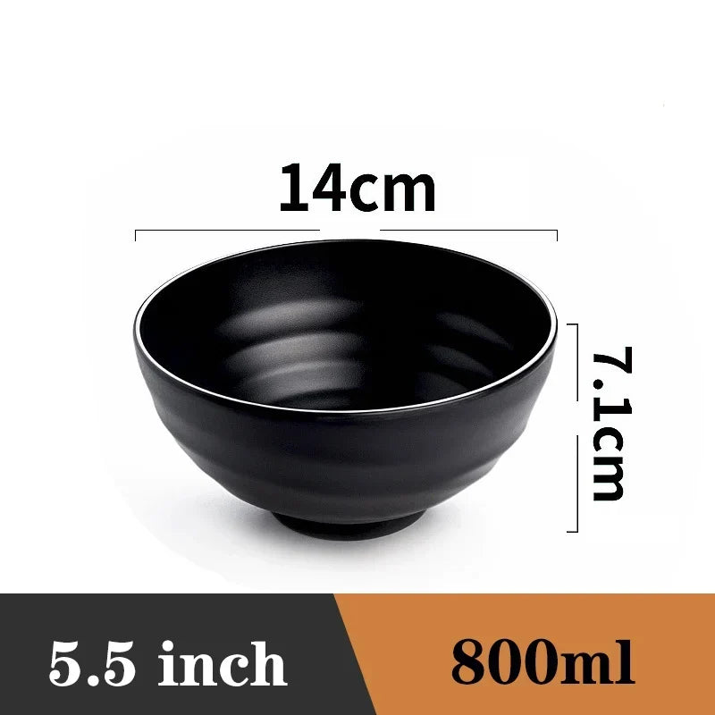 Ramen Bowl Black Plastic Japanese Style Noodle Bowl