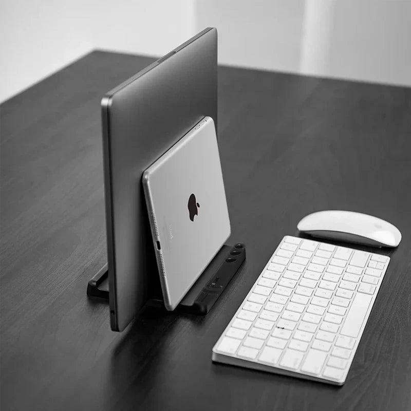 Vertical Laptop Stand with Adjustable Width - Space-Saving Computer Accessories for Office Desks
