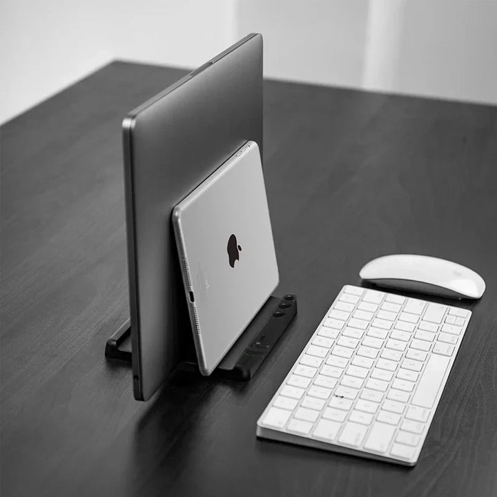 Vertical Laptop Stand with Adjustable Width - Space-Saving Computer Accessories for Office Desks