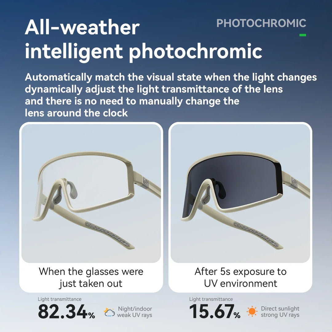 Cycling Sunglasses Polarized UV400 Anti-Fog Photochromic Outdoor Eyewear All-Season Non-Slip Unisex