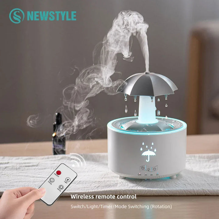 Rotating Umbrella Water Drop Humidifier with Night Lights, Essential Oil Aroma Diffuser for Home, Mute Spray, 300ML Capacity
