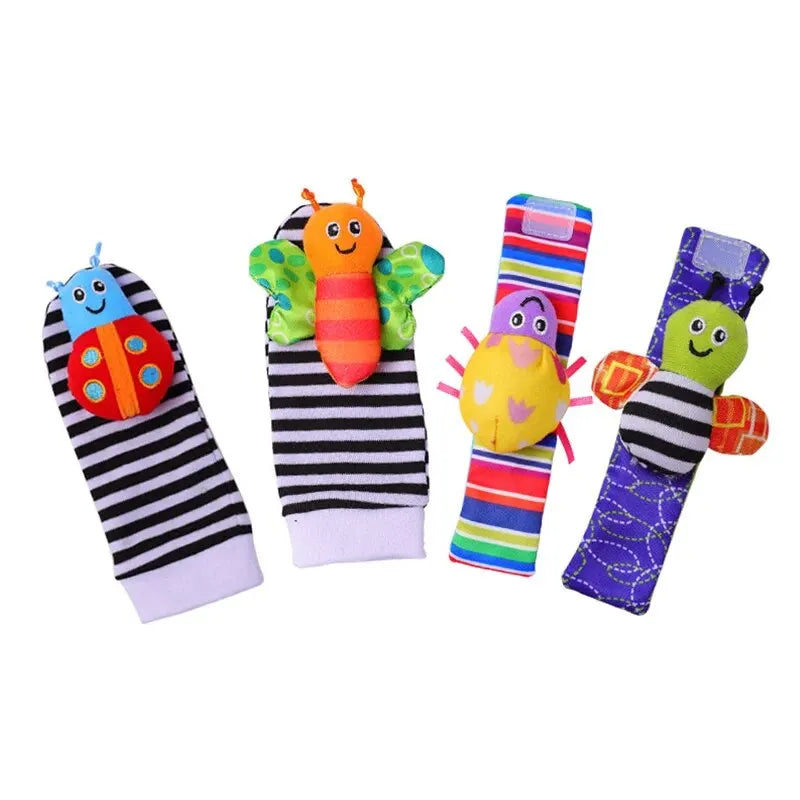 4-Piece Baby Rattle Toy Set with Animal Socks and Wrist Straps for Infants 0-12 Months - Perfect Gifts for 1 Year Old