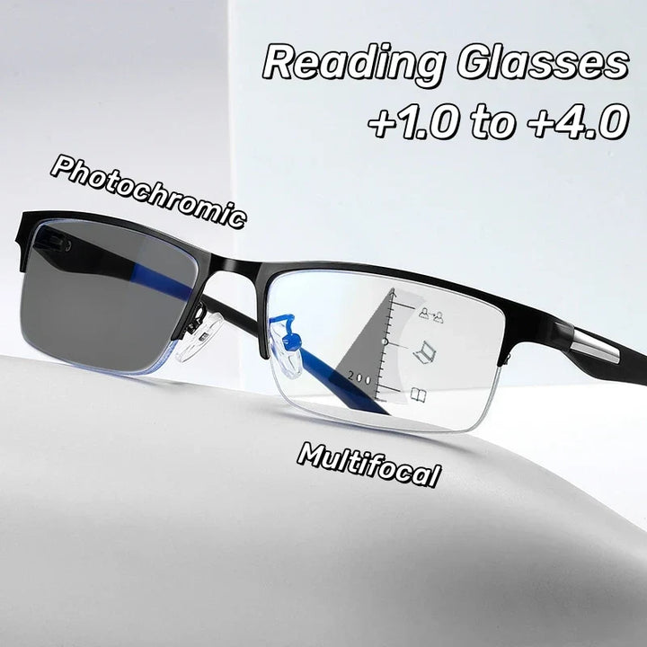 Reading Glasses Progressive Multifocal Photochromic Half Frame Fall 2026 Anti-Blue Light Far Sight Eyewear