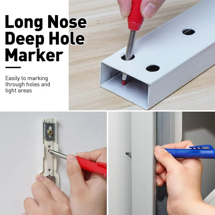 Professional Carpenter Pencil Metal Long Head Deep Hole Marker Tool for Woodworking