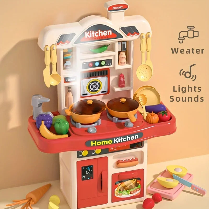 Kids Interactive Kitchen Play Set - Realistic Cooking Toys with Light &amp; Sound for Ages 3+, Fun Gift for Boys &amp; Girls