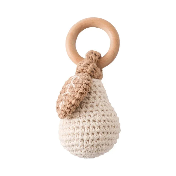 Crochet Bear Teether Rattle Ring Newborn Sensory Toys