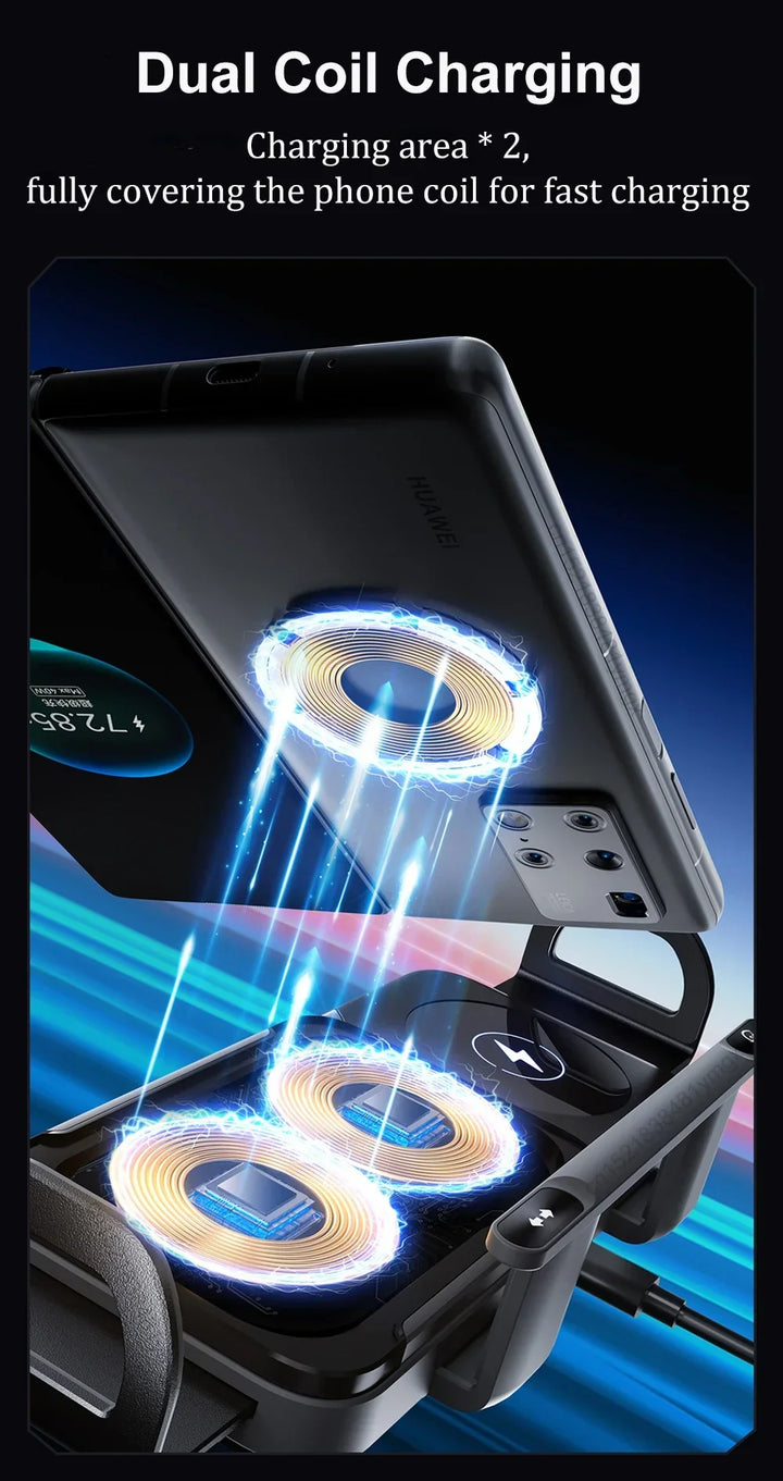 Wireless Car Charger Dual Coil Fold Screen Mount Fast Charge For Foldable Phones Air Vent Car Holder Fall 2026