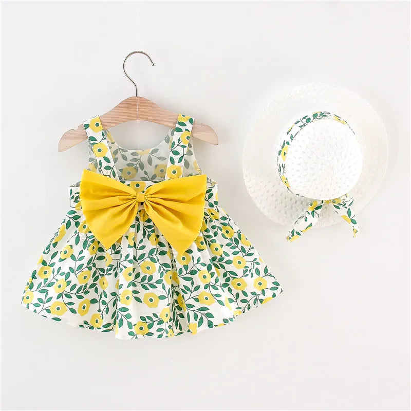 Soft baby girl dress – floral a-line, flowy cotton-polyester, for summer beach party