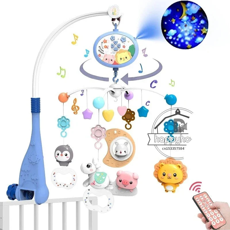 Crib Mobile Remote Music Light Newborn Sensory Toys
