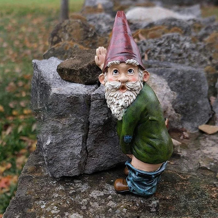 Garden Gnome Statue Urinating Outdoor Decor Christmas Holiday Garden Ornament Whimsical Gift Idea