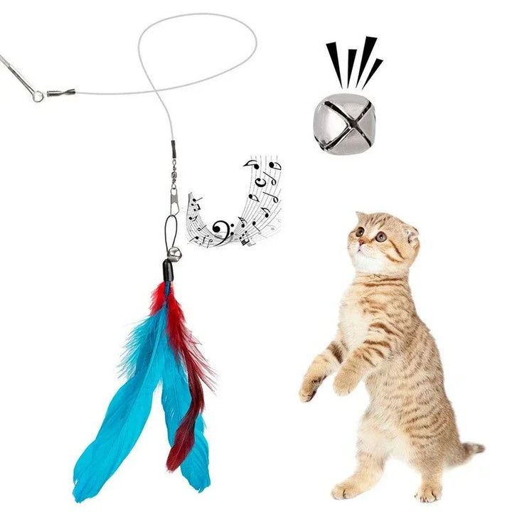 11pcs Replacement Cat Feather Toy Set - Retractable Cat Stick for Play, Durable Feather Toys