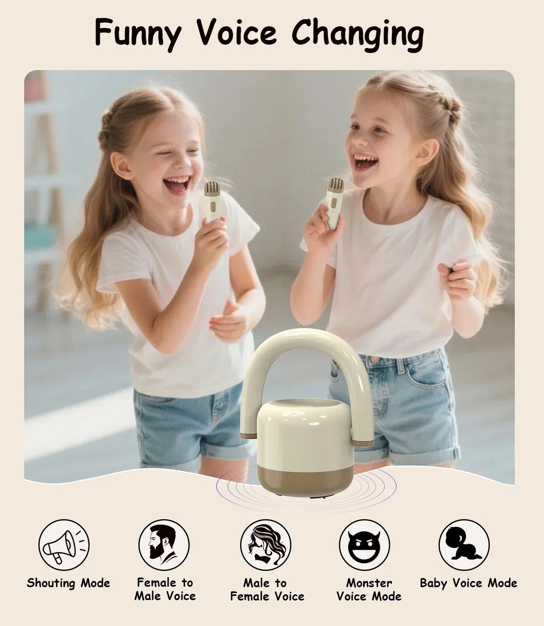 Karaoke Machine Mini Bluetooth Speaker With 2 Wireless Microphones, Holiday Gift 2025 Family Party Fun
