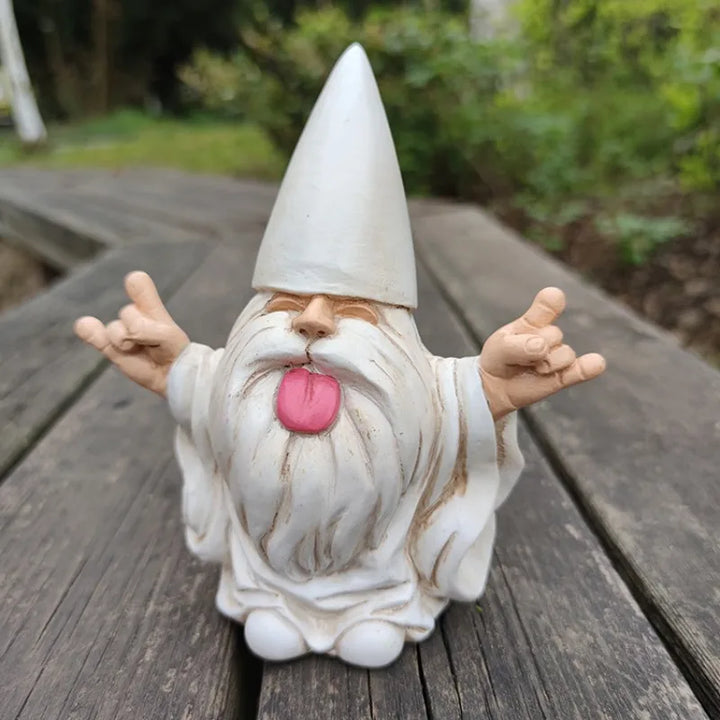 Garden Gnome Statue Resin Funny Tongue Out Outdoor Ornament For Patio Decor All-Season Yard Accent