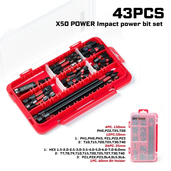 Impact Screwdriver Bits Set Magnetic Case S2 Alloy Steel 50 to 79 Pcs with Bit Holder and Nut Driver Fall 2025 Gift