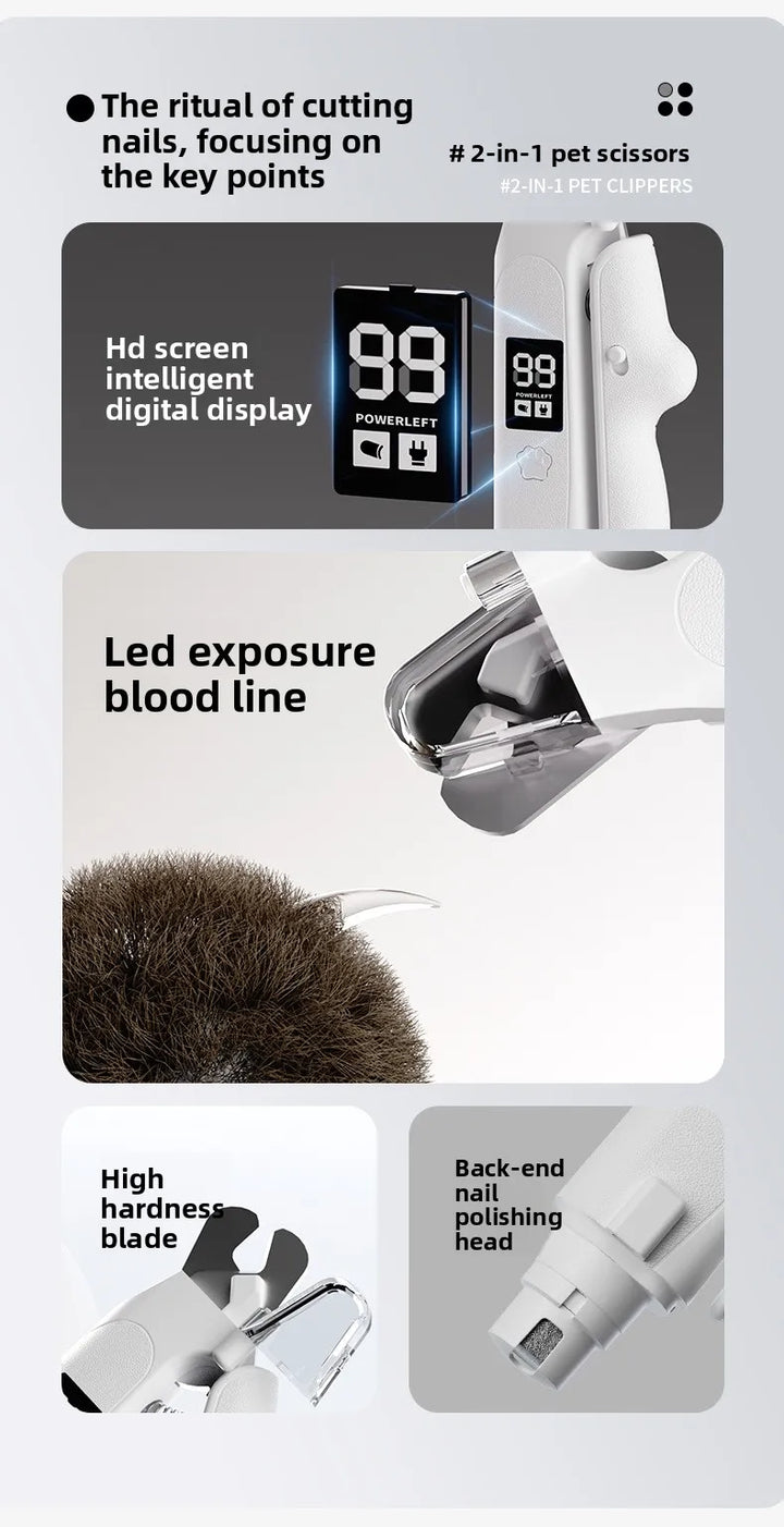 2-in-1 Pet Nail Clipper &amp; Grinder with LED Blood Line Light – USB-C Rechargeable Dog Cat Trimmer 2026