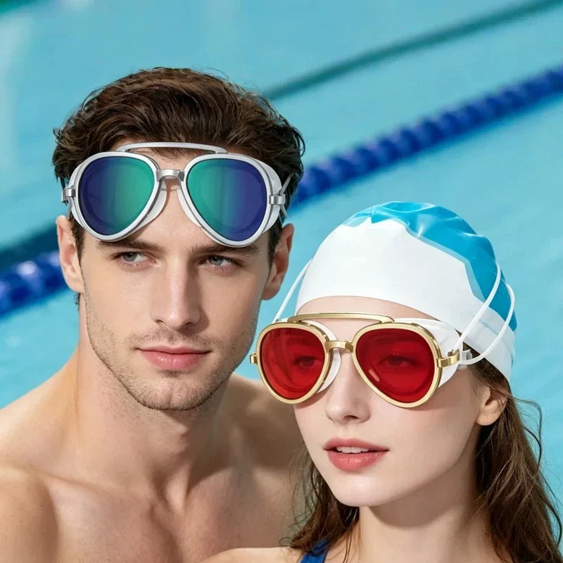 Wide Angle Anti-Fog Swimming Goggles – Full View Retro Frame Unisex Pool Swim Eyewear 2026