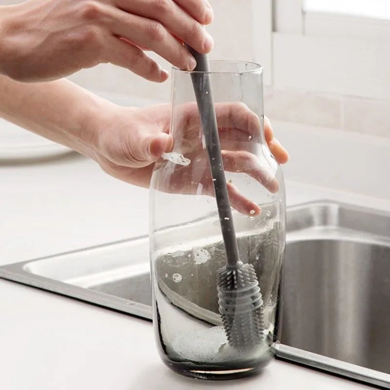 Long Handle Silicone Cleaning Brush - Household Stain Remover for Cups &amp; No Dead Corners