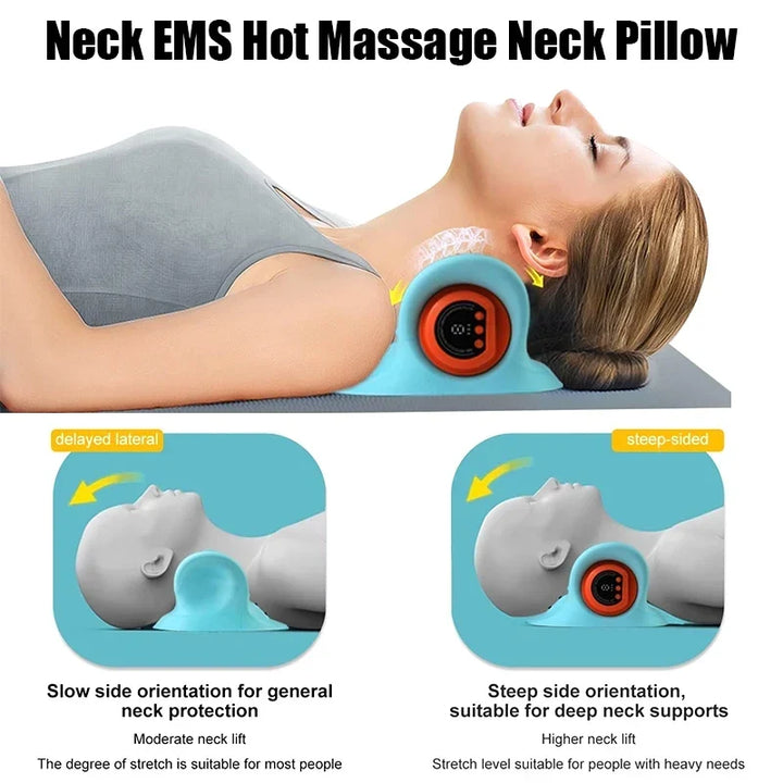 Electric Cervical Massager Neck Stretcher with Heating – Ergonomic Support Pillow