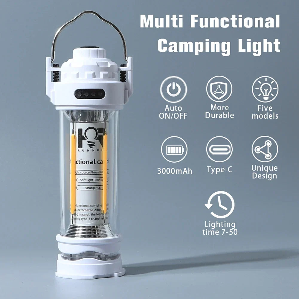 3000mAH Waterproof Camping Lantern - Retro Tent Lighting, Outdoor Atmosphere Decor