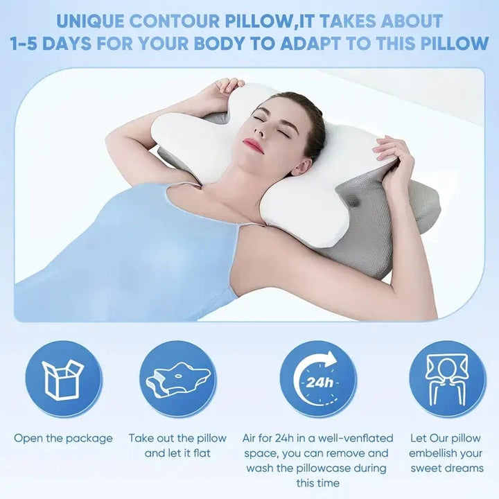 Memory Foam Cervical Neck Pillow Orthopedic Slow Rebound Support for Sleep &amp; Relaxation