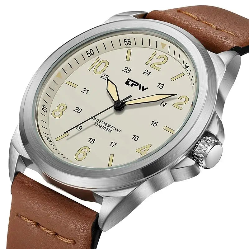 Rugged Field Watch 42mm Fabric Strap Military Analog 30M