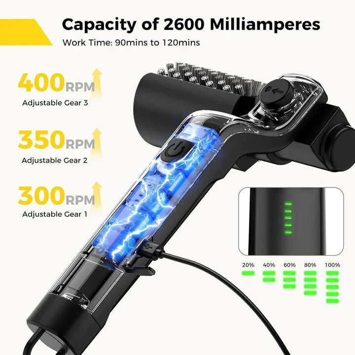 Electric Grill Brush Cordless 3 Speed 2600mAh Rechargeable With Adjustable Angle For Summer BBQ Cleaning Gift
