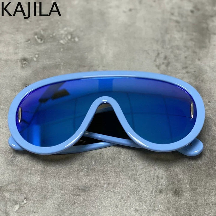 Sunglasses White Frame Oversized Wave Mask Goggles Y2K Punk Steampunk Eyewear TikTok Viral 2026