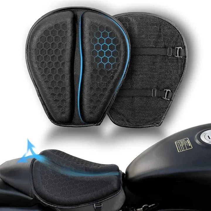 Motorcycle Gel Seat Cushion 3D Honeycomb Pressure Relief Anti-Slip Pad Long Ride Comfort