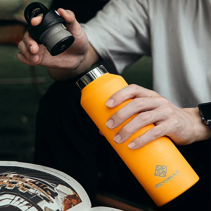 950ml Large Capacity Stainless Steel Thermos Flask Portable Insulated Tumbler No Screw Lid for Travel Outdoors