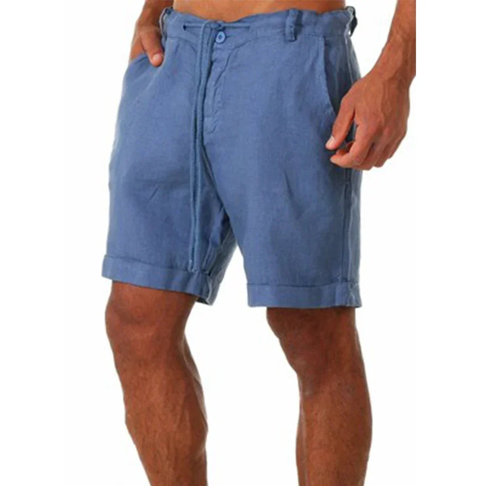 Lightweight Breathable Cotton Linen Summer Shorts for Men, Relaxed Fit Casual Beach Wear