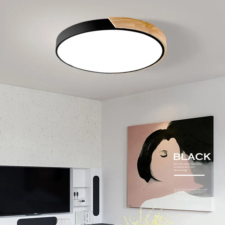 Japandi Led Ceiling Light Nordic Wood Modern Soft Glow Diffuser