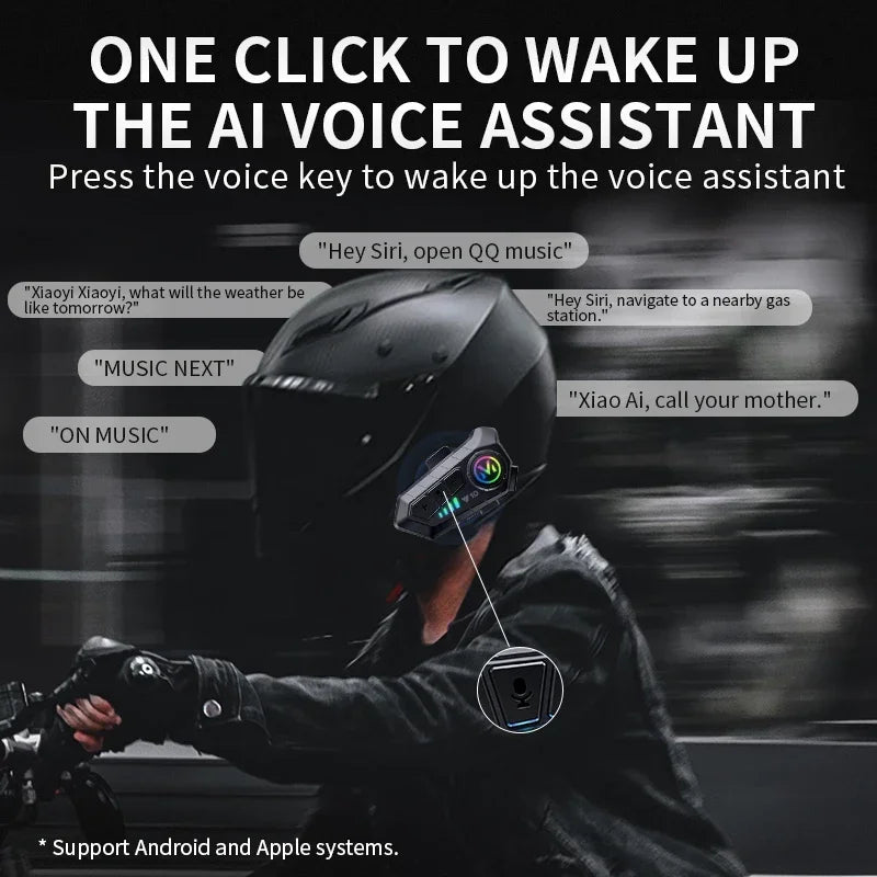 Bluetooth 5.3 Motorcycle Helmet Headset Y10 – Waterproof Hands-Free Call Music Speaker Universal Fit 2026