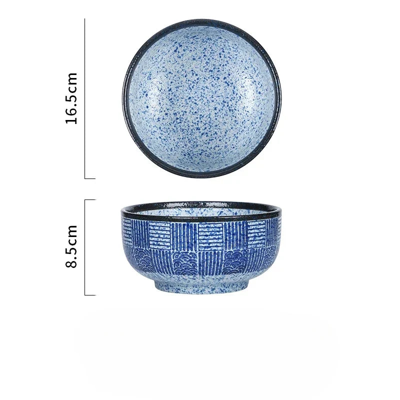 Qinghai Wave Noodle Bowl Hand Painted Vintage Ceramic Bowl