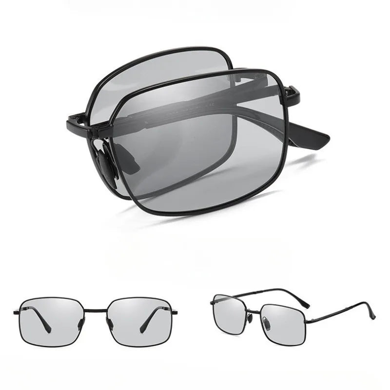 Polarized Folding Sunglasses 2 Pack Dual Use Driving Day Night color Changing Square Frame Spring 2026 Trend
