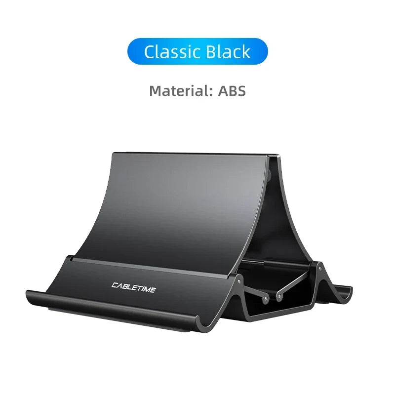 Vertical Laptop Stand with Silicone Grip - Dual Device Holder for MacBook &amp; Tablet, Heat Dissipation,