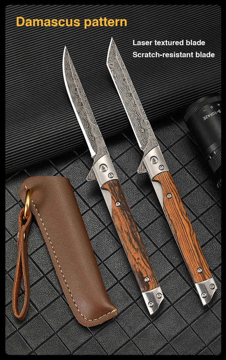 Damascus Pattern Folding Pocket Knife Stainless Steel – Outdoor Camping Multi-Purpose EDC 2026
