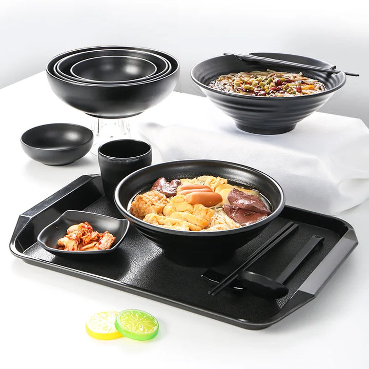 Ramen Bowl Black Plastic Japanese Style Noodle Bowl