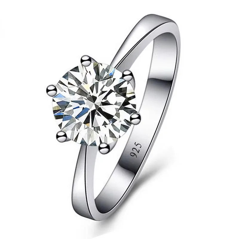 Engagement Ring Sterling Silver Solitaire Ring Austrian Crystal Fall 2026 Timeless Sparkle Gift Idea