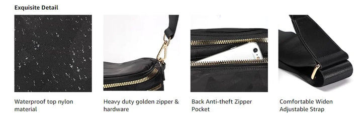 Versatile unisex crossbody bum bag – checkered nylon, box shape, travel and daily use