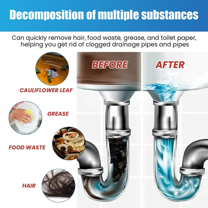 Drain Cleaner Powder 6 Pack Pipe Unclogger Hair Clog Remover Odor Eliminator Eco Friendly Fall 2026 Home Care