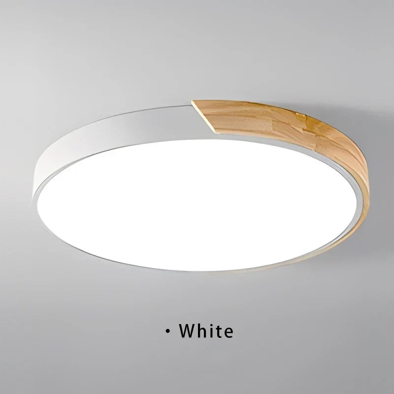 Japandi Led Ceiling Light Nordic Wood Modern Soft Glow Diffuser