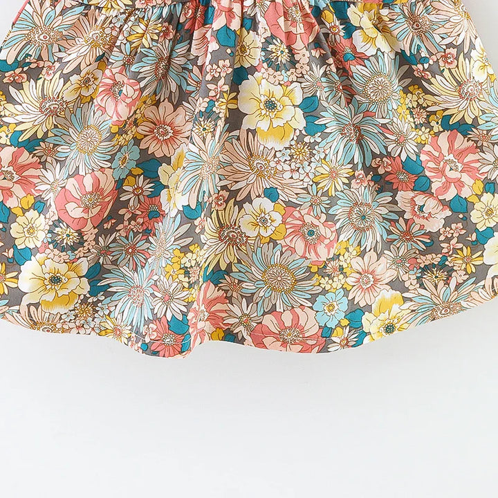 Soft Baby Girl Dress - Classic Floral Flutter Sleeves, Polyester, With Crossbody Bag, For Ages 0-3