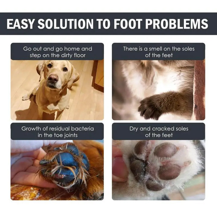 Rinse-Free Pet Foot Cleaner Foam with Silicone Brush - Gentle Paw Care for Dogs &amp; Cats