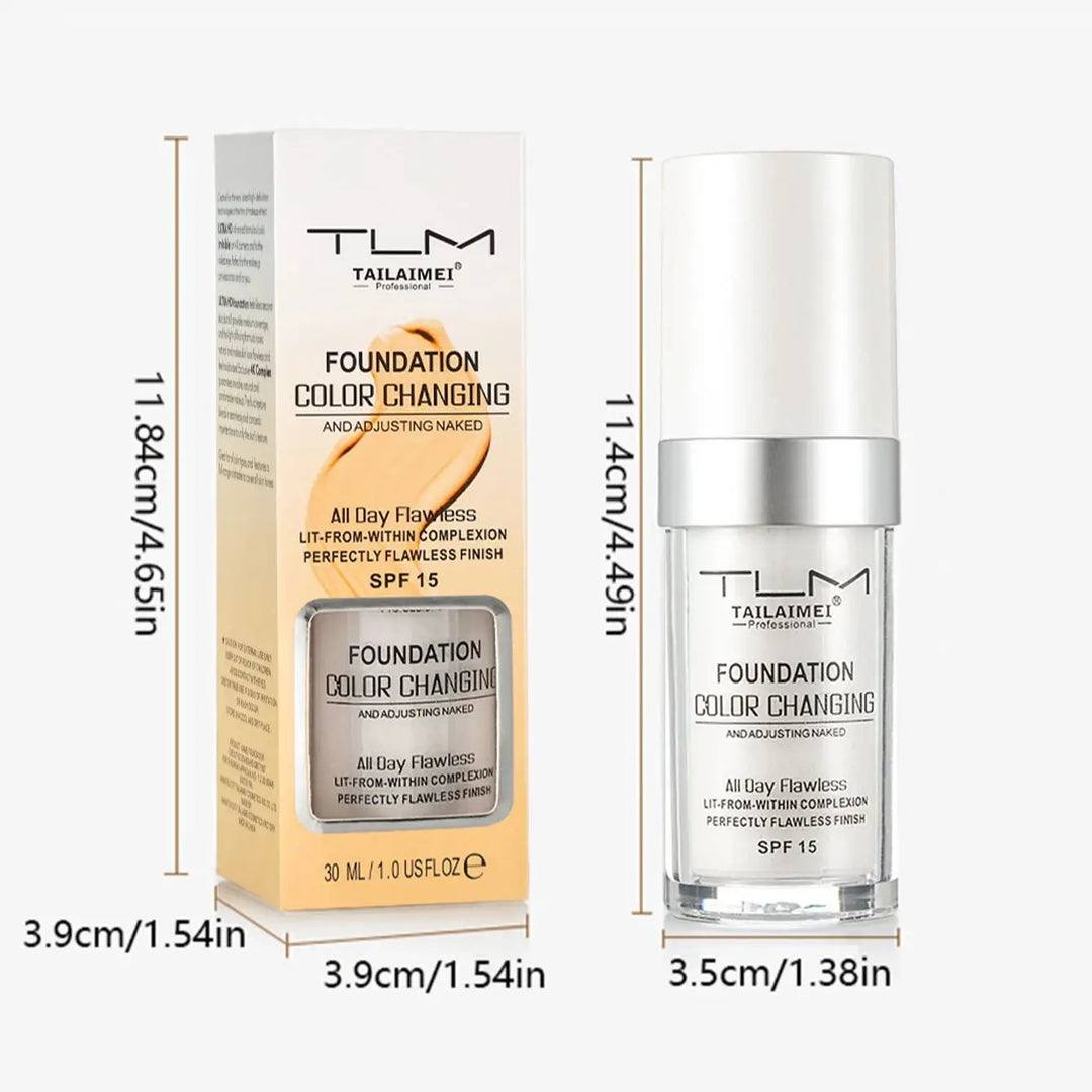 colour-Changing Liquid Foundation with SPF - Long-Lasting Waterproof Oil-Control Sunscreen Cream 30ml