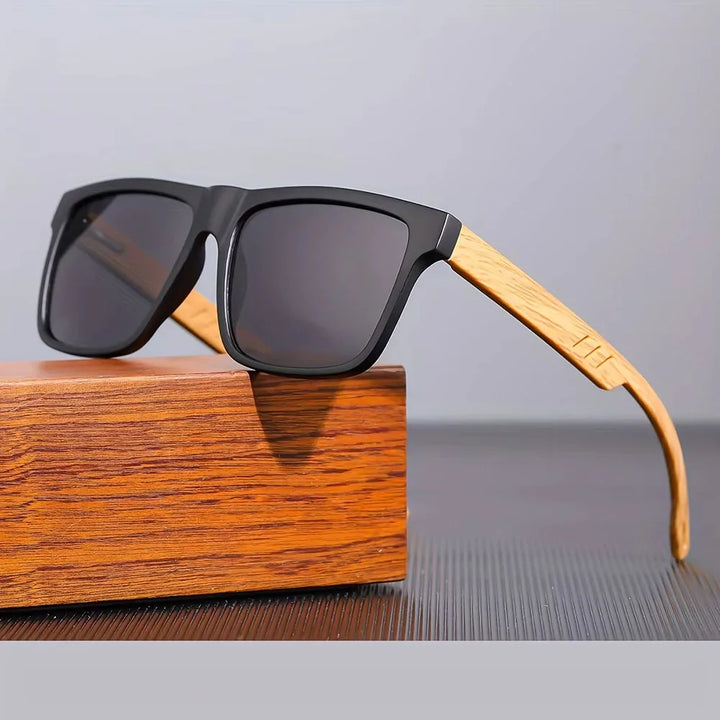 Sunglasses Square Frame Unisex Outdoor Eyewear UV400 Protection Summer 2026 Trend Wood Grain Hinges