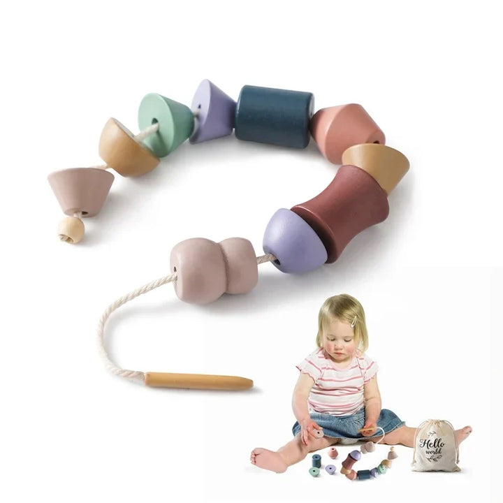 Wooden Stacking Toy Set for Babies and Toddlers, Montessori Animal Threading Toy, Educational Fine Motor Skills Development