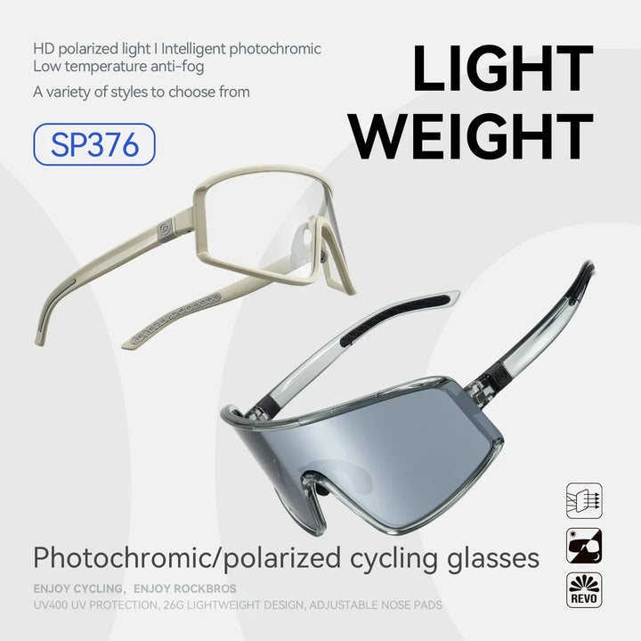 Cycling Sunglasses Polarized UV400 Anti-Fog Photochromic Outdoor Eyewear All-Season Non-Slip Unisex